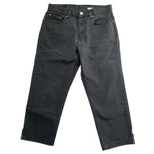 80s 90s Levis Capri Denim Jean Split Hem Straight Leg Stretch Black 6 EUC